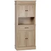 Image de Armoire de cuisine buffet - HOMCOM - vaisselier moderne placards étagères réglables tiroir niche - bois - 74 x 395 x 183 cm - chêne