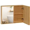 Image de Armoire murale de salle de bain kleankin Bambou 65.2x14x50cm Bois naturel