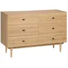 Image de Commode - HOMCOM - 6 tiroirs meuble de rangement pieds en bois massif mobilier chambre - bois - 120x40x80cm - marron clair