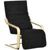 Image de Fauteuil relax - chaise de salon - HOMCOM - repose-pied réglable déhoussable confort repos - bois massif - 94x665x100cm - noir