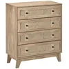 Image de Commode - HOMCOM - 4 tiroirs meuble de rangement cannage en rotin mobilier chambre - bois - 80x35x95cm - aspect bois clair