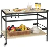 Image de Desserte de jardin - Outsunny - chariot plancha barbecue 2 étagères 3 crochets mobile - bois métal - 107x65x80cm