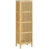 Image de Meuble de rangement - HOMCOM - en bambou armoire 4 niveaux porte design à lamelles salle de bain salon - bambou - 40x30x140cm