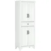 Image de Buffet haut - armoire de cuisine - HOMCOM - 4 portes 2 placards 1 tiroir central réglable - bois - hauteur 170 cm - blanc