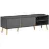 Image de Meuble tv - HOMCOM - banc télé jusquà 55 pouces design scandinave 2 portes 2 niches - bois - 150x35x45cm - gris foncé