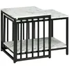 Image de Tables dappoint tables gigognes - HOMCOM - lot de 2 empilables plateau aspect bois effet marbre - métal - noir
