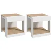 Image de Tables dappoint - bout de canapé - HOMCOM - lot de 2 style rustique salon chambre - bois - 40x40x45cm - blanc naturel