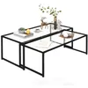 Image de Tables basses gigognes - HOMCOM - lot de 2 tables salon rectangulaires design contemporain - acier verre trempé - noir