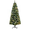 Image de Sapin de noël artificiel - HOMCOM - lumineux 180 cm 703 branches 250 LED pommes pin - métal - Ø 80 cm - vert