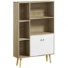 Image de Bibliothèque scandinave - HOMCOM - meuble rangement 5 niches placard 2 portes pieds bois massif - bois - 80x235x123cm - chêne