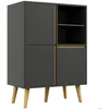Image de HOMCOM - Meuble de rangement - Bois - 70x40x96.1cm - Gris foncé