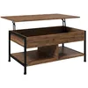 Image de Table basse relevable - table de salon - HOMCOM - étagère inférieure coffre rangement - bois - 100x80x60cm - aspect bois noir
