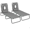 Image de chaise longue - Outsunny - Acier - 187x58x36cm - Gris
