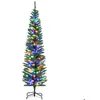 Image de Sapin de Noël artificiel lumineux 180 cm - HOMCOM - avec 150 lumières multicolores 390 branches - base en acier - vert
