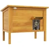 Image de Maisonnette pour chats PawHut Bois de sapin 85x50x68.5cm Bois naturel