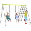 Image de Balançoire portique pour enfant - Outsunny - 2 agrès - échelle grimpeuse et filet descalade - Métal - 260x185x180cm - Vert