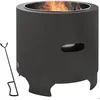 Image de Brasero Outsunny sans fumée foyer à bois extérieur rond portable en métal avec tisonnier - diamètre 45 cm - noir