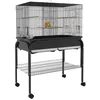 Image de Grand cage oiseaux - PawHut - avec support et roulettes - pour cacatoès perruche canaris perroquet - acier - 85 x 49 x 119 cm - noir