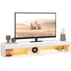 Image de Meuble TV suspendu mural HOMCOM avec éclairage LED pour téléviseurs jusquà 75 pouces étagères 180L x 40l x 30H cm blanc