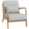 Image de Fauteuil de salon HOMCOM avec cadre en bois massif fauteuil lounge - assise profonde - accoudoirs - aspect velours gris clair