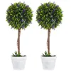 Image de Lot de 2 plantes Artificielles - HOMCOM - avec fleurs de lavande - tronc et pot inclus - hauteur 60 cm - vert