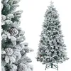 Image de Sapin de Noël artificiel 180 cm HOMCOM Arbre de Noël avec support en métal 1489 branches enneigées pommes de pin vert