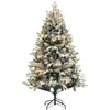Image de Sapin de Noël Artificiel 180 cm lumineux LED - HOMCOM - 793 Branches enneigées Grand réalisme - support en acier pliable Vert