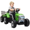 Image de Tracteur électrique - HOMCOM - avec remorque amovible - avec télécommande MP3 musique affichage lumières - enfants 3-6 ans - vert