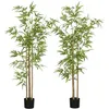Image de Lot de 2 plantes artificielles Bambou - HOMCOM - hauteur 180 cm avec pot - décoration interieur très réaliste