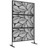 Image de Panneau - Outsunny - à motif feuille - composé de trois panneaux - en acier - 122 x 45 x 198 cm - noir