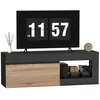 Image de Meuble TV - HOMCOM - 2 portes à fermeture douce et compartiment ouvert - panneau de particules - 140x40x48cm - noir