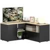 Image de Meuble TV - HOMCOM - 2 placards avec porte et 3 niches - 90 x 90 x 45 cm - chêne et noir