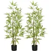 Image de Lot de 2 plantes artificielles Bambou - HOMCOM - hauteur 120 cm avec pot - décoration interieur très réaliste