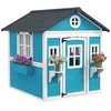Image de Cabane enfant extérieur - Outsunny - avec porte fenêtres et jardinières - 114 x 1264 x 135 cm - bleu
