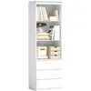 Image de Bibliothèque HOMCOM haute de 180 cm avec 3 étagères et 3 tiroirs 60 x 35 x 180 cm en bois blanc