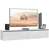 Image de Meuble TV suspendu - HOMCOM - placard - pour téléviseurs jusquà 70 pouces - effet brillant - blanc