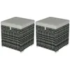Image de Lot de 2 tabourets - Outsunny - avec espace de rangement - coussin amovibles - en rotin PE - 40 x 40 x 41 cm - gris clair