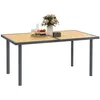 Image de Table à manger de jardin - Outsunny - pour 6 personnes - avec plateau effet bois rectangulaire - 150 x 90 x 72 cm - bois naturel