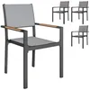 Image de Lot de 4 chaises de jardin - Outsunny - avec accoudoirs effet bois - cadre en aluminium - tissu respirant en textilène - gris