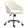Image de Chaise de bureau - HOMCOM - hauteur réglable assise et dossier rembourrés pivotant 360° - peluche Teddy - 56 x 61 x 86 cm - crème
