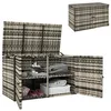 Image de Coffre de jardin en résine tressée - Outsunny - 350 L - à 2 niveaux - avec vérin à gaz - résistant aux UV - 118x57x69cm gris mélangé