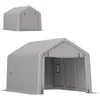 Image de Carport - abri voiture extérieur - Outsunny - 3 x 52 m - avec porte enroulable amovible - pour voiture camion bateau - gris
