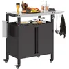 Image de Chariot de barbecue - Outsunny - plateau en acier inoxydable tablette pliable et crochets - 116 x 50 x 93 cm - noir