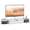 Image de Meuble TV suspendu - HOMCOM - 120cm - pour téléviseur jusquà 50 pouces - tiroir rabattable 2 étagères ouvertes passe-câbles - blanc