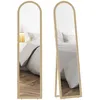 Image de Miroir de sol arqué - HOMCOM - pleine longueur - cadre en effet imitation pierre - pour salon chambre - 40 x 160 cm - beige