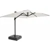 Image de Parasol déporté 4x3 m 360° inclinable + à lester sur roues blanc - Oviala