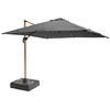 Image de Parasol déporté 3x3m et dalle à lester sur roues effet bois gris - Oviala