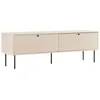 Image de Meuble TV 2 portes en acier et MDF décor mélaminé 150 cm beige - Oviala
