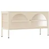 Image de Meuble TV moderne 2 portes L115 cm en métal écru - Oviala
