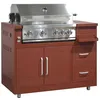 Image de Meuble barbecue gaz 4 brûleurs et rôtissoire cuisine extérieure brique Memphis - Oviala